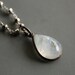 Rainbow Moonstone Teardrop Necklace - Black Rhodium - Silver Pyrite