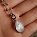 Rainbow Moonstone Teardrop Necklace - Black Rhodium - Silver Pyrite