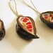 ornaments - mosaic handmade in 3 natural pods - Christmas Tree and House decoration red tiles