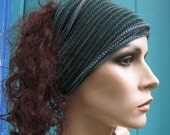 3 eco Headwraps Forest Woodland Green hand dyed Set Midi size