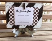 Distressed Wood Block Chocolate Brown and White Striped Picture Frame with Clothespin Clip