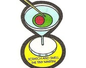 Vintage 80s strip Mello Smellos scratch and sniff stickers, Martini