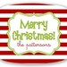 Personalized Melamine Platter--Merry Christmas Stripe with Custom Name