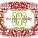 Personalized Melamine Platter--Christmas/Holiday Damask