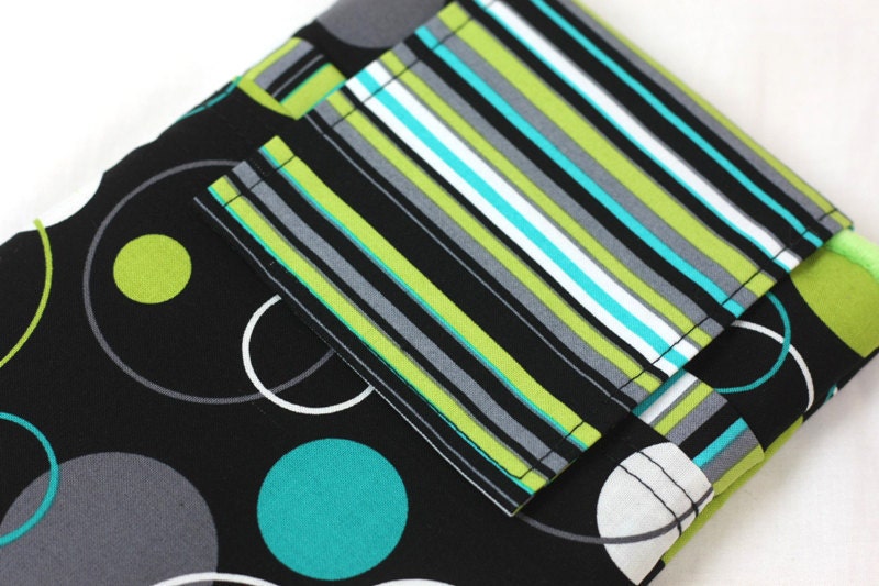 iPad Mini Case, iPad Mini Sleeve, iPad Mini Cover- PADDED - Hoopla Stripe with Minky and Pocket -