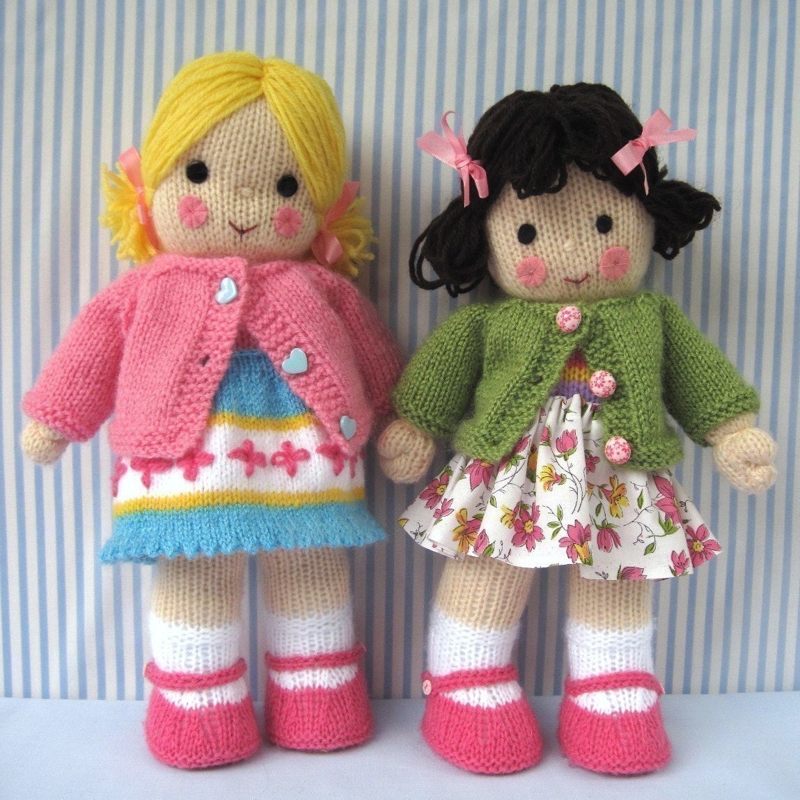 Polly and Kate - knitted toy dolls - INSTANT DOWNLOAD - PDF email knitting pattern - ePattern