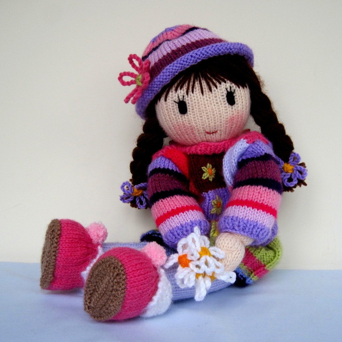 Posy - knitted toy doll - INSTANT DOWNLOAD - PDF email doll knitting pattern - ePattern