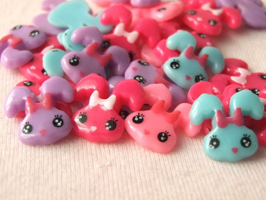 15 pcs. Cute Bunny with Bow Cabochon - 18mm