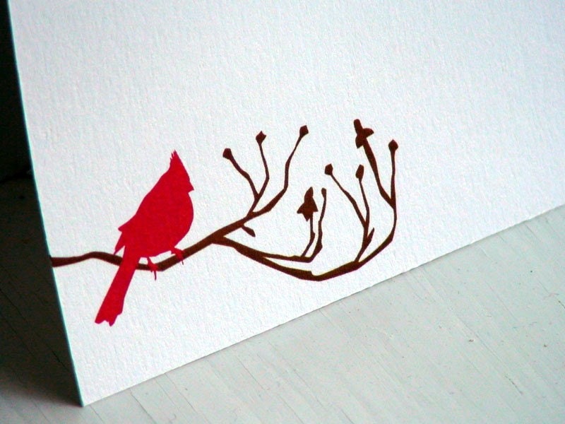 Red Cardinal Personalized Stationery - Thank You Notes - Bird Notecards - Flat Cards - Set of 10