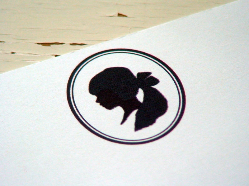 Girl Silhouette Personalized Stationery - Thank You Notes - Set of 10 . Flat Notes . Cards . Notecards