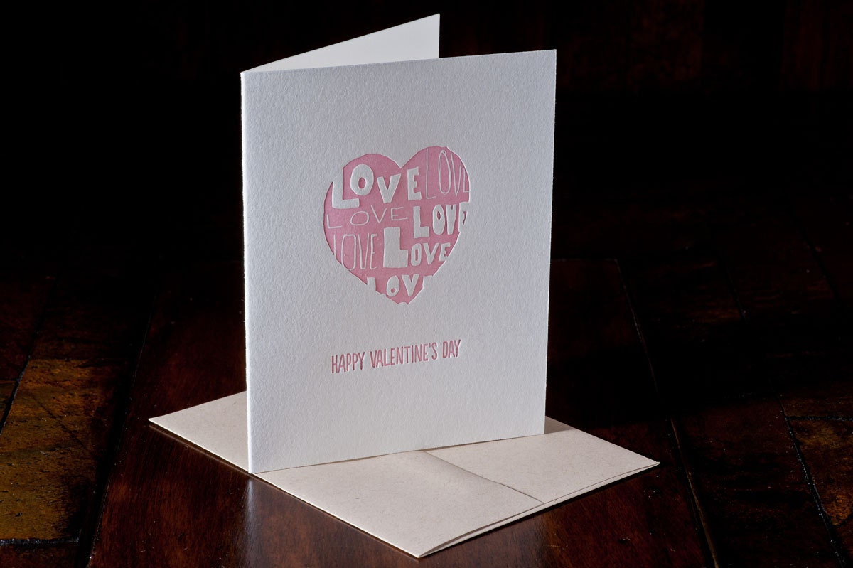 Love Heart letterpress card - single