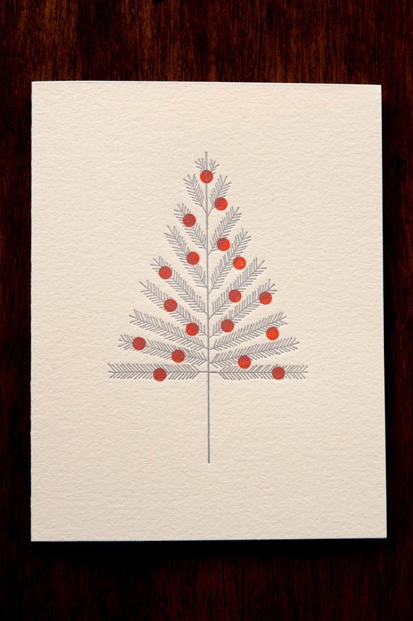 Alumimum Tree letterpress card - set of six