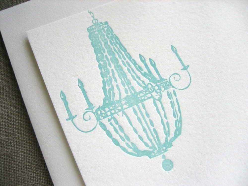 Chandelier Letterpress Stationery - Set of 6 Flat Notes