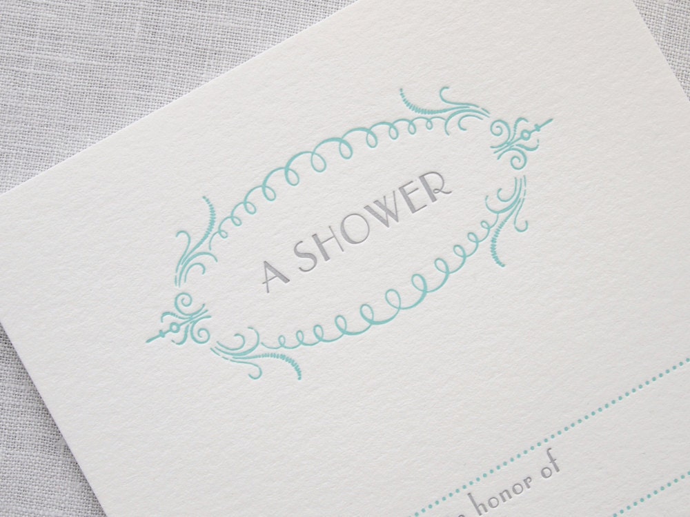 Letterpress Shower Invitations - Set of 8 fill in bridal or baby ...