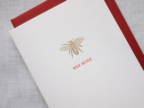 Letterpress Valentine's Day Greeting Card - Bee Mine