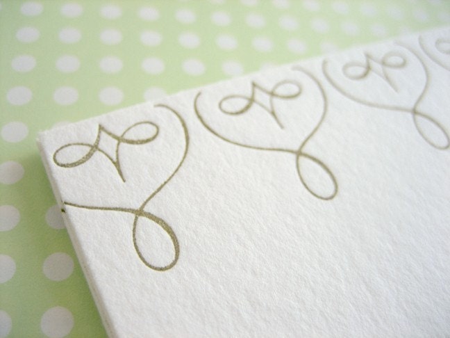 Scroll Border Letterpress Stationery - Set of 6 Flat Notes