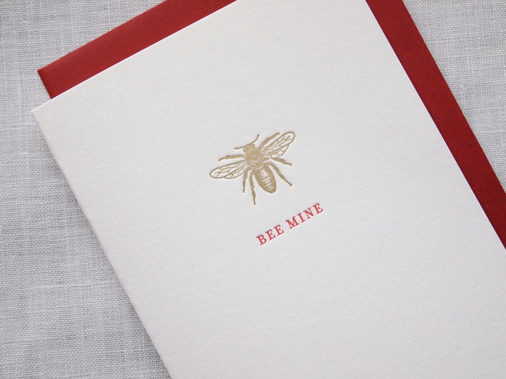 Letterpress Valentine's Day Greeting Card - Bee Mine