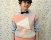 Peachy Pink Geometric Sweater Vest, sz. M/L
