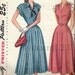 Vintage 1948 V Neck Dress Gored and Flared Skirt Cap Sleeves Simplicity 2389 Bust 34