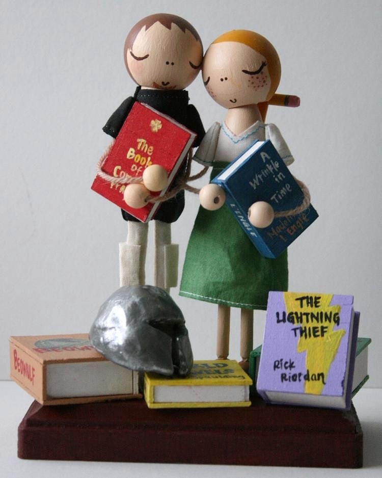 Custom Love in the Library Wedding Cake Topper