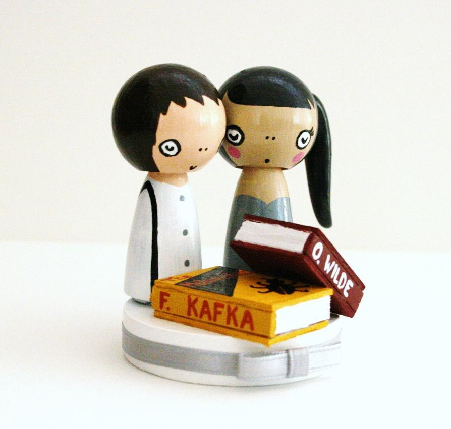 Custom Love in the Library Mini Wedding Cake Topper