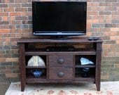 TV Stand, Rustic Contemporary, Reclaimed Wood, Old World Style, Chocolate Brown Finsh - Handmade