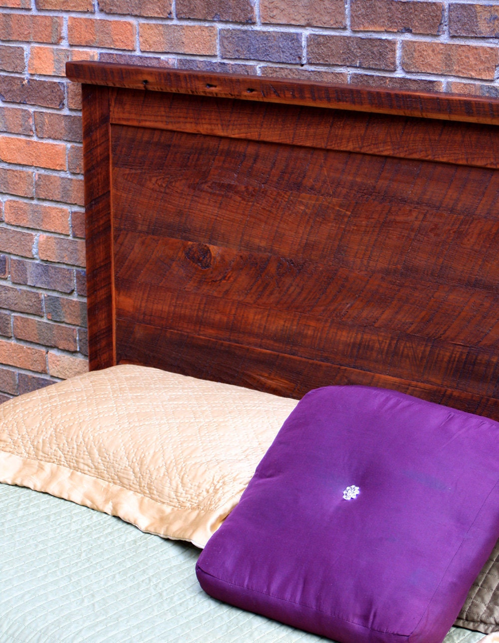 Headboard, King Size, Barnwood,  Rustic Contemporary, Dark Honey Brown Finish - Handmade