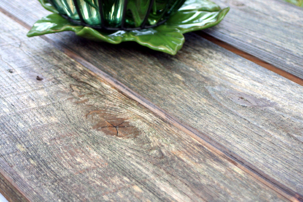 Large Coffee Table, Reclaimed Wood, Rustic Contemporary, Natural and Distressed White Finish - Handmade