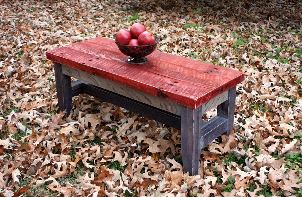 Coffee Table, Reclaimed Wood, Rustic Contemporary, Three Tone Distressed Finish - Handmade