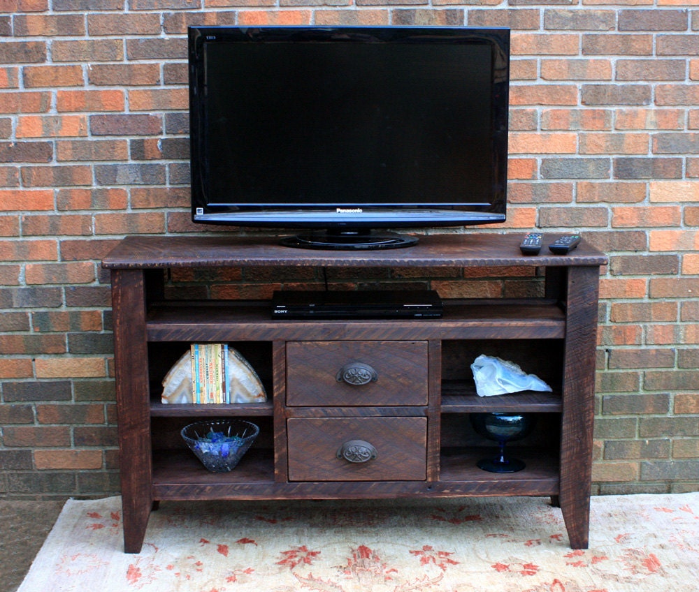 TV Stand, Rustic Contemporary, Reclaimed Wood, Old World Style, Chocolate Brown Finsh - Handmade