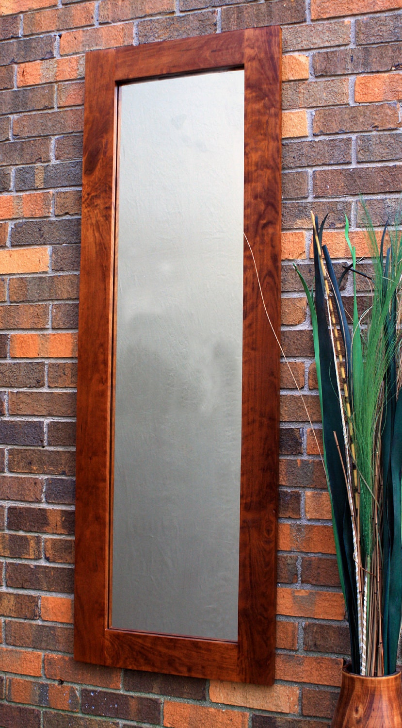 Full Length Rustic Cherry Framed Mirror, Chestnut w/ Clear Top Coat Finish, 18 x 54 - Handmade