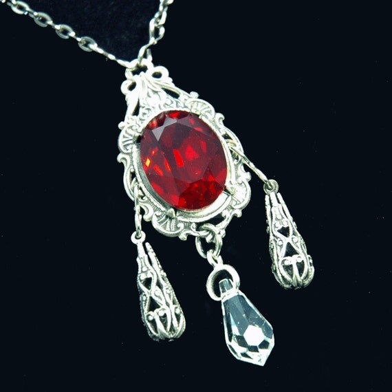 Items similar to Gothic Jewelry Necklace Vampire Queen's Blood Red