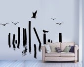 Reflections sea birds melancholy large wall art decal