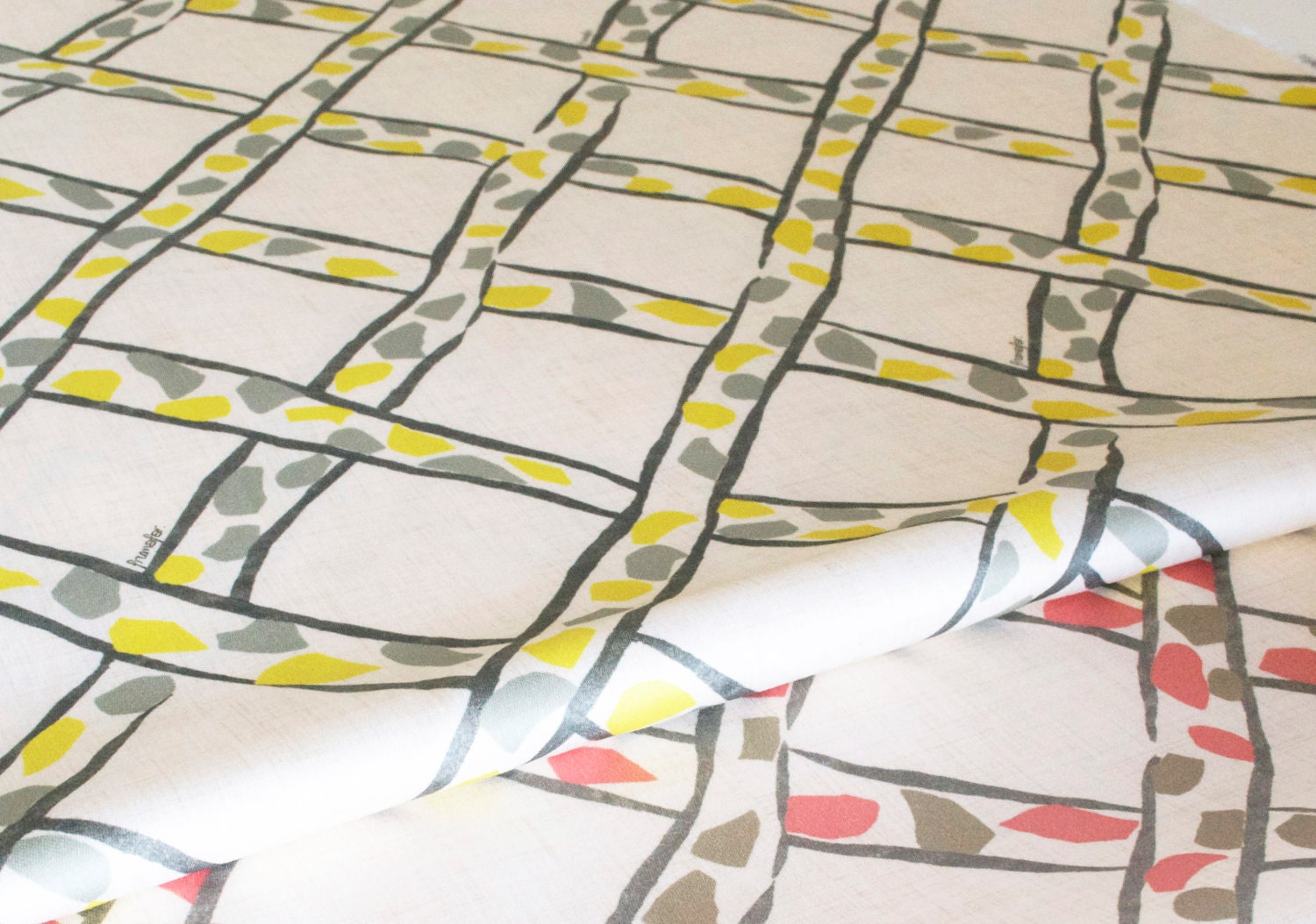 Giraffe in the Basket  -lemon and hazel gray - Organic Cotton Sateen fabric - Yardage