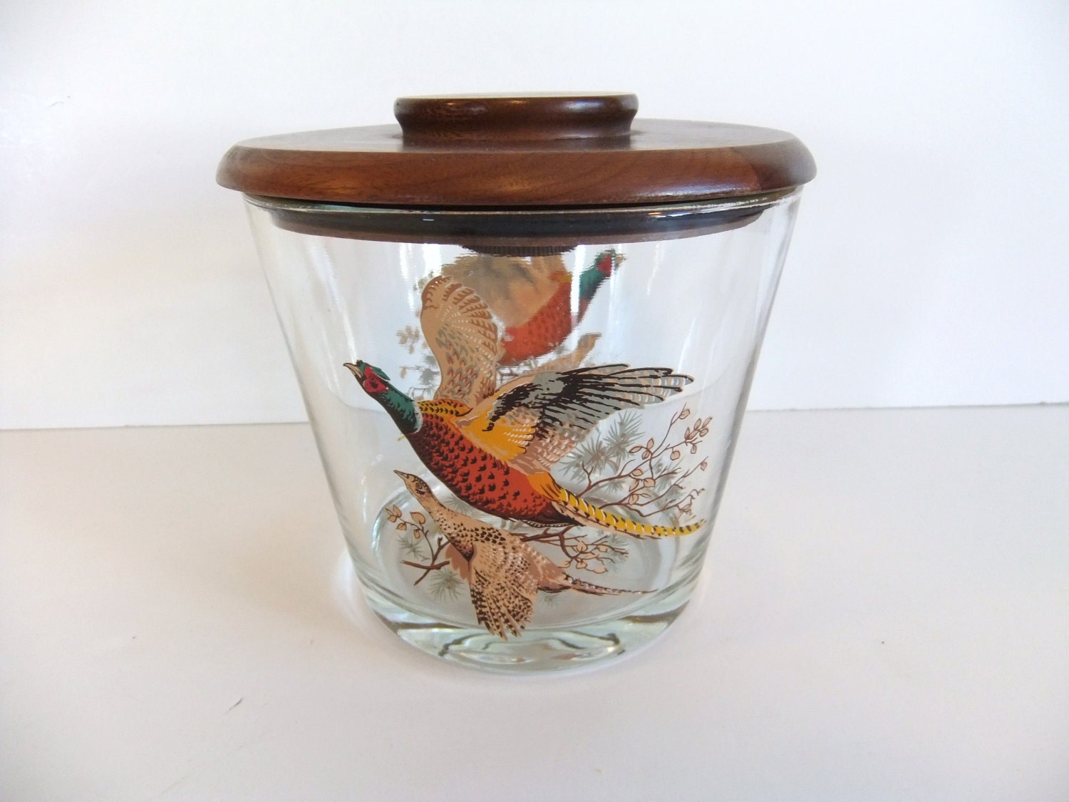 Vintage Humidor Glass with Wooden Lid