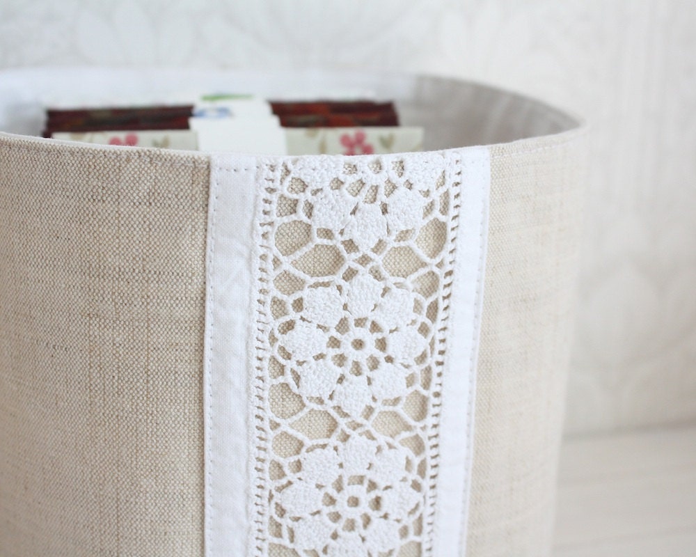 small storage bin, linen & lace collection