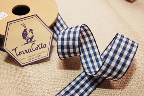 Navy Blue Gingham Ribbon 8 yards special listing for Rebekah