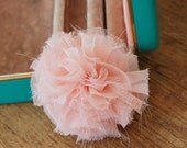 Salmon Crepe Georgette Mini Flower Hair Clip and Flower Brooch
