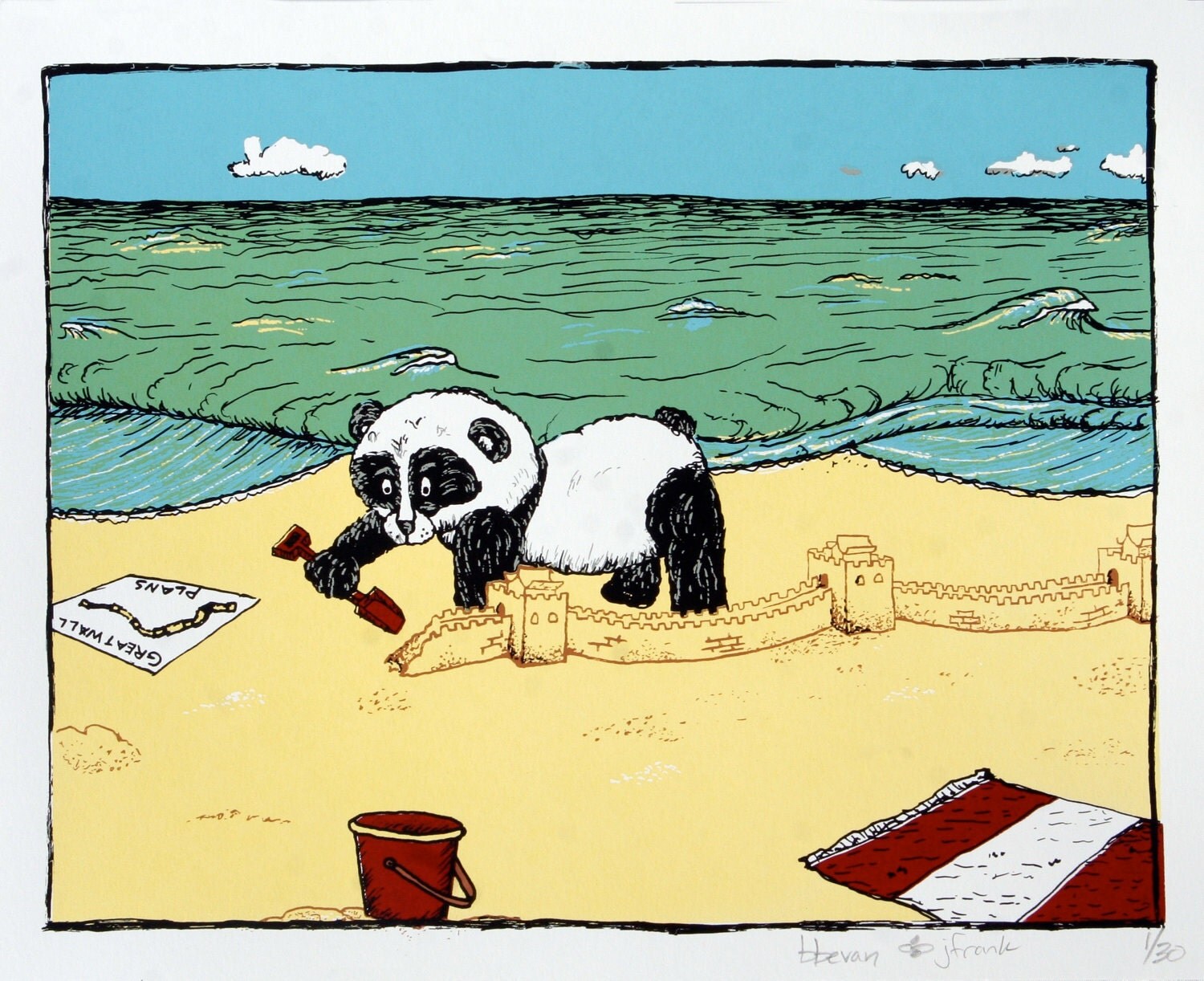 panda on beach