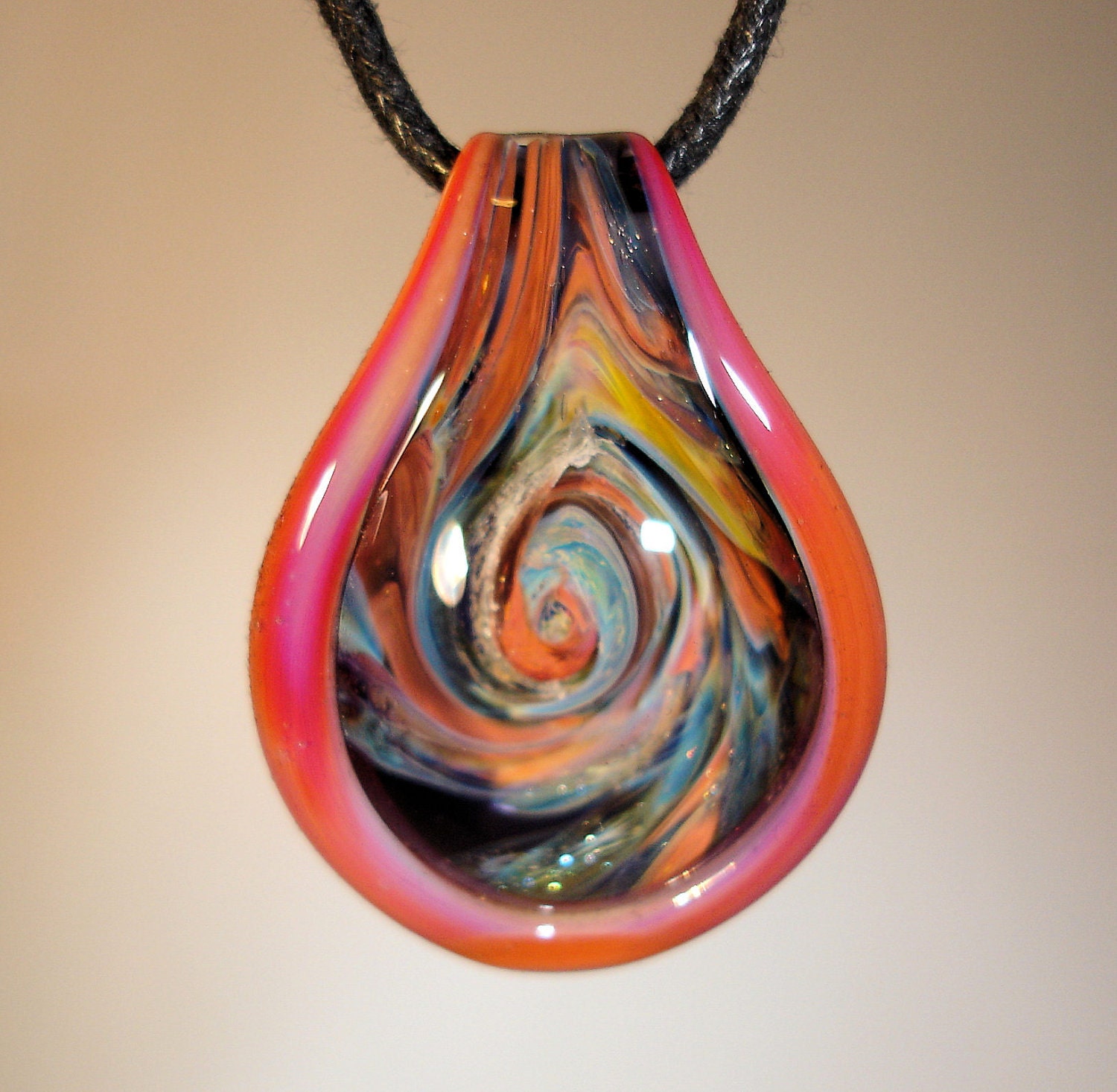 Burst of Color Lampwork Pendant Hand Blown Glass (FR3131) FREE SHIPPING