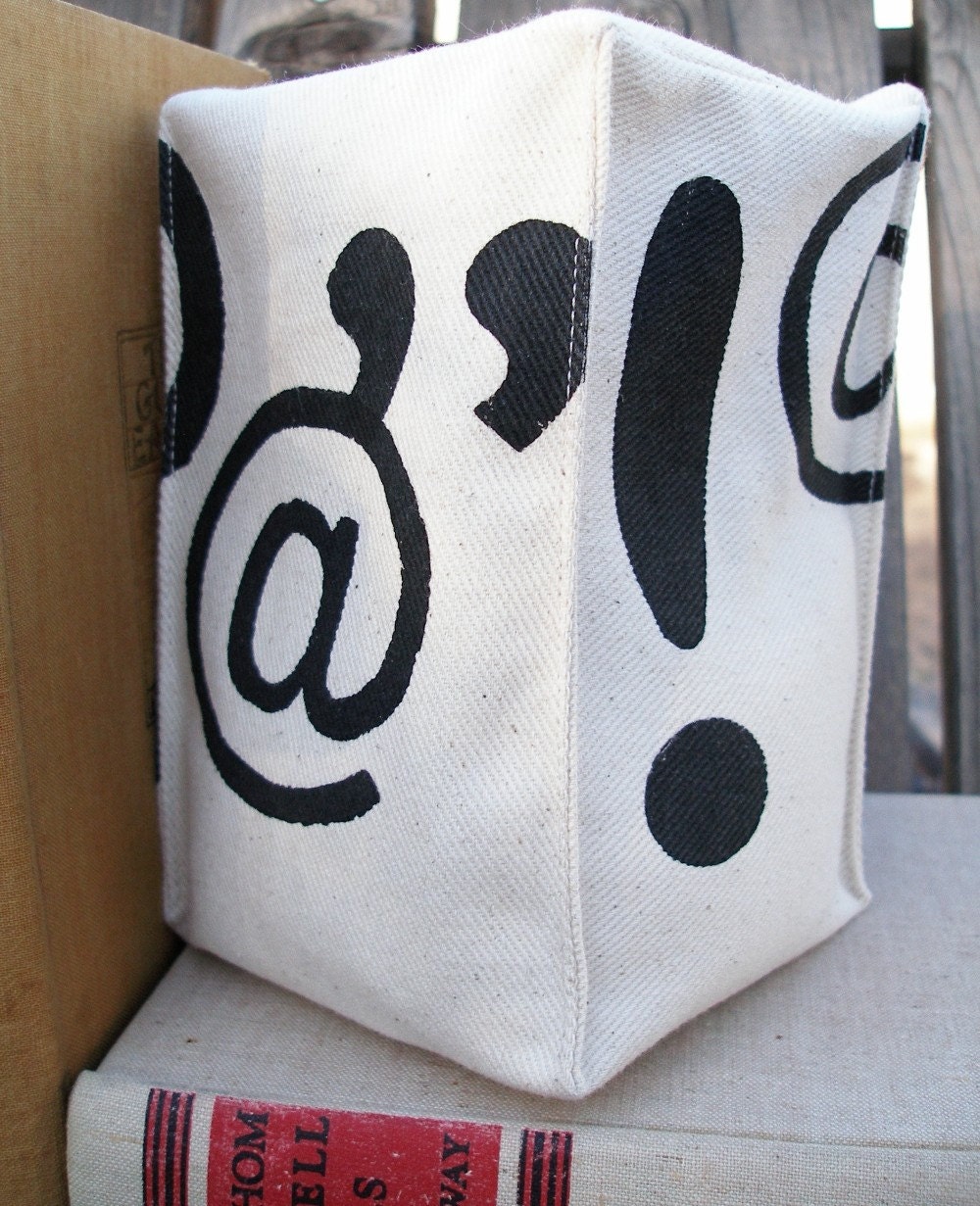Hand Stamped Fabric Bookend