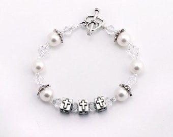 invitation  Cross  Bracelet: Holy charms with cross Girl's Charms  Cube First Crystals Communion
