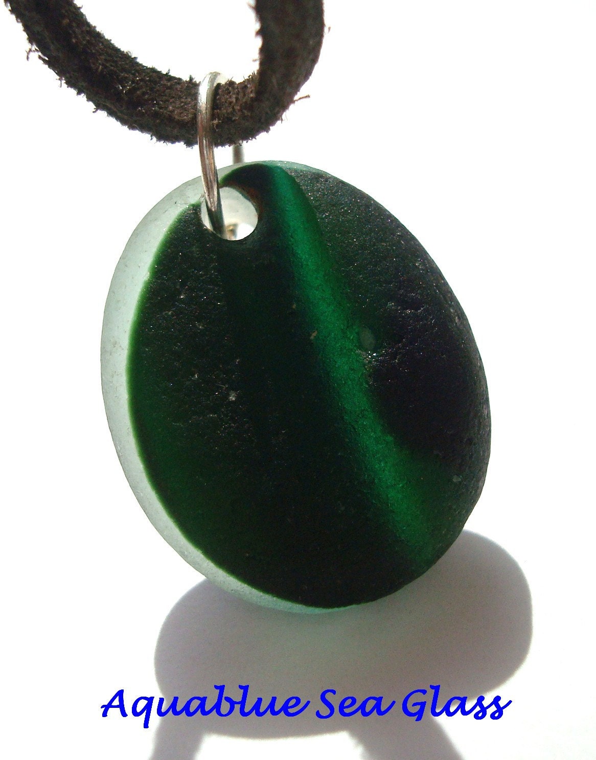 Drilled English Multi Sea Glass Pendant   Free Shipping (533)