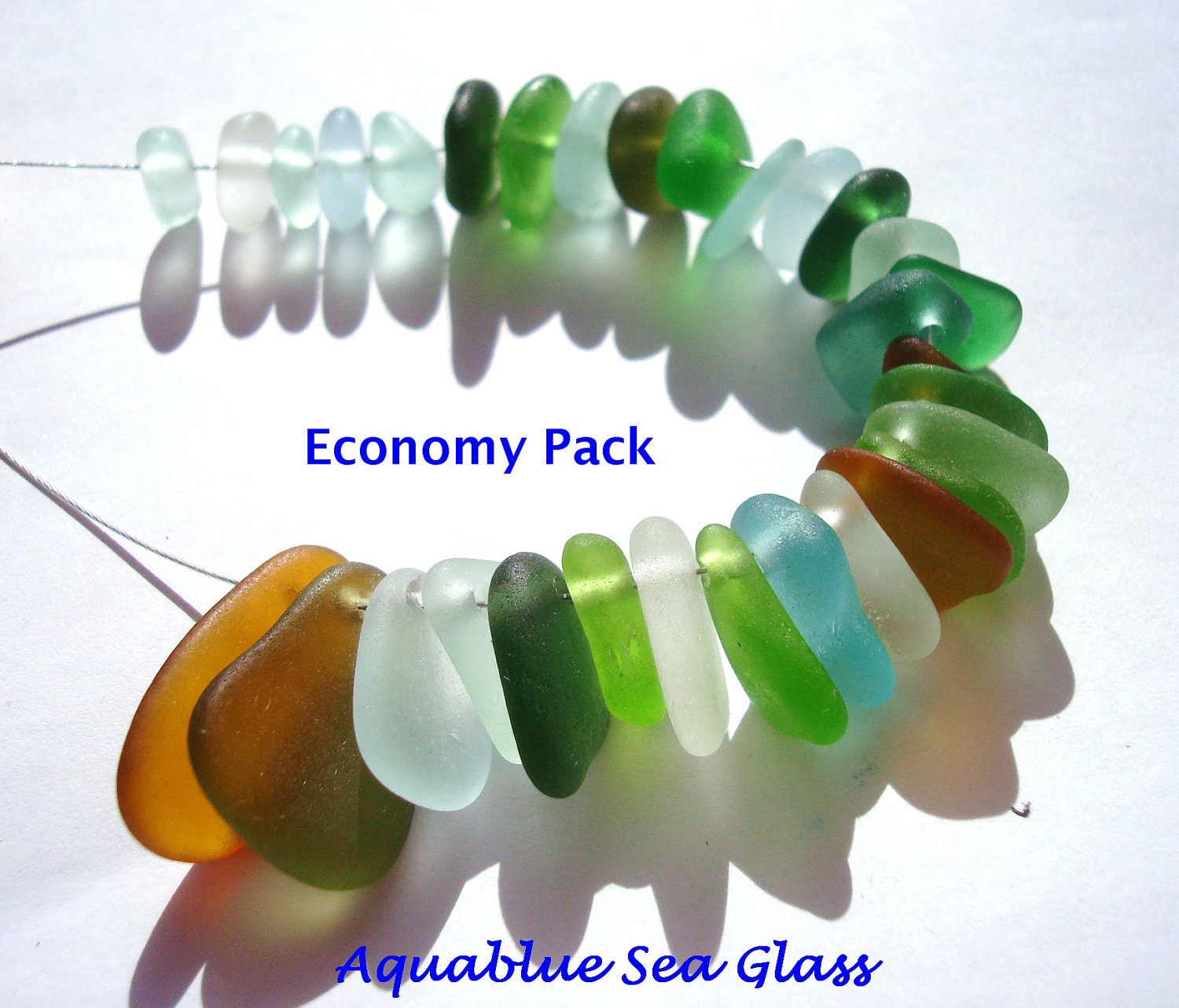 30 Drilled Sea Glass ECONOMY PACK 1  Sea Glass Jewelry Started Kit     Pendants, Charms, Center Drilled,    FREE Shipping