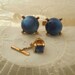Vintage SAPPHIRE Blue Cabochon Tie Tack and CUFF Links GOLD Rose Gold Tone Men's Formal Wear Free Shipping