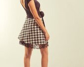 ON SALE Houndstooth Reversible Skirt / Black and white Lace Reversible Skirt