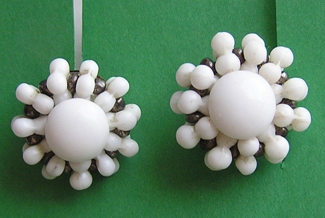 Vintage Milk Glass Earrings from Germany
