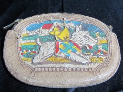 Antique Hand Tooled Scotty Dog Coin Purse