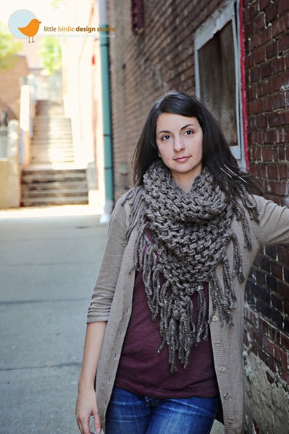 Chunky Cowboy Fringe Bandana Scarf in Barley - End of Year Clearance