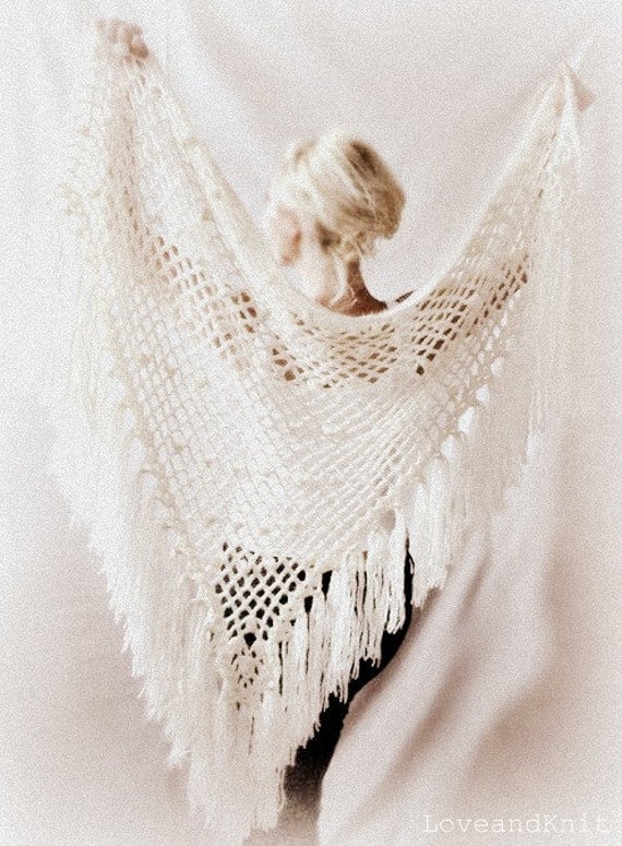 Cashmere Blend Lacey Fishnet Shawl